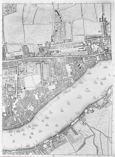 Karte von Wapping, London, 1746 von John Rocque